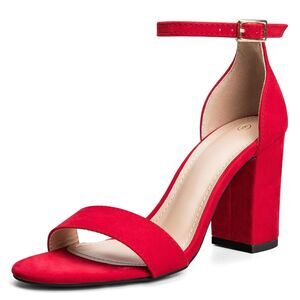 Chunky Block Heels Open Toe Ankle Strap, SIZE 9, 21B-176S001